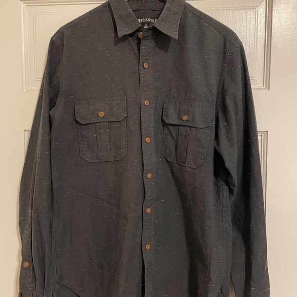 Men’s J. Crew Mercantile Speckled Navy Blue Button Down in Medium - Picture 3 of 4